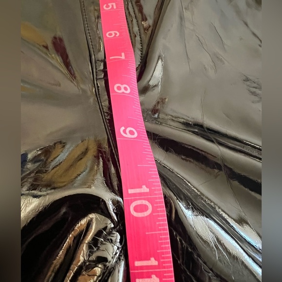 The Kooples 100% vinyl pants black Loose fit High-waisted Flared Patent NWT 27 - Picture 6 of 13